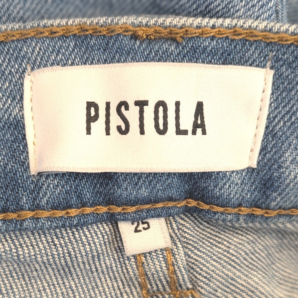 Pistola Revolve Jeans High Rise Light Wash Distressed Straight Leg Women's Sz 25 - Picture 10 of 12
